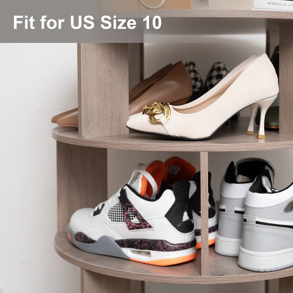 16 Pair Rotating Shoe Rack - Gray/SW9718AHES