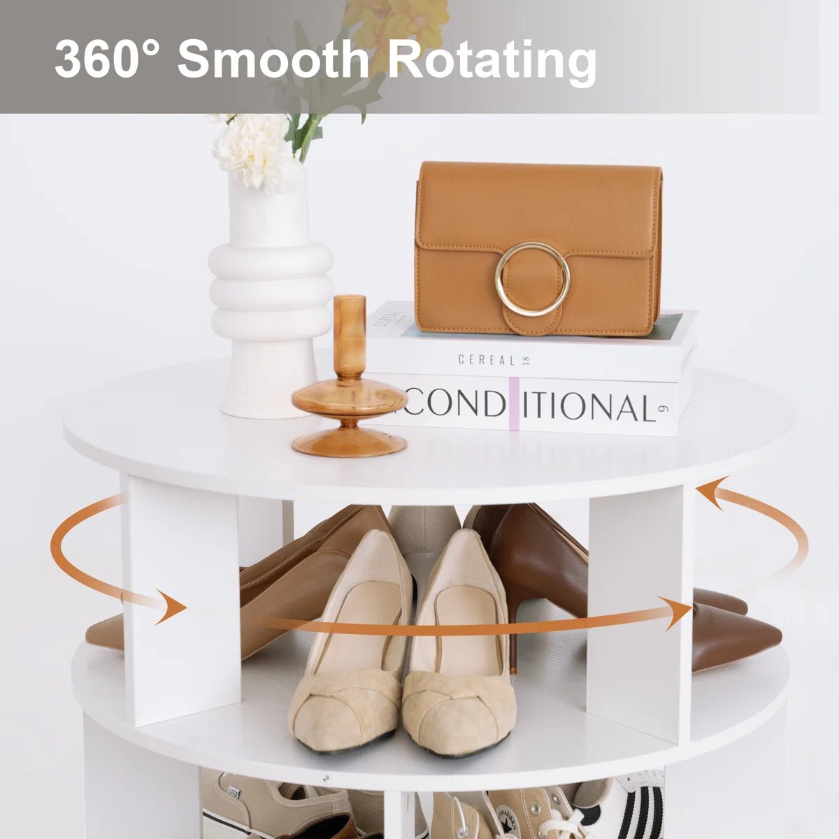 16 Pair Rotating Shoe Rack - White/SW9718AHWR