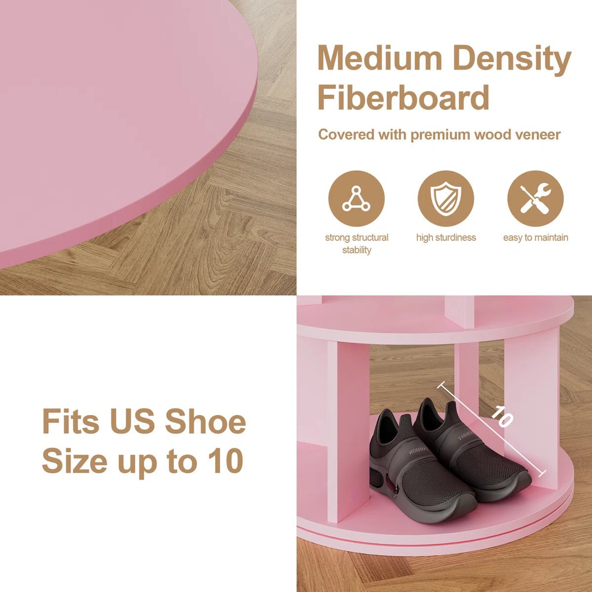 16 Pair Rotating Shoe Rack - Pink/SW9718AHIF