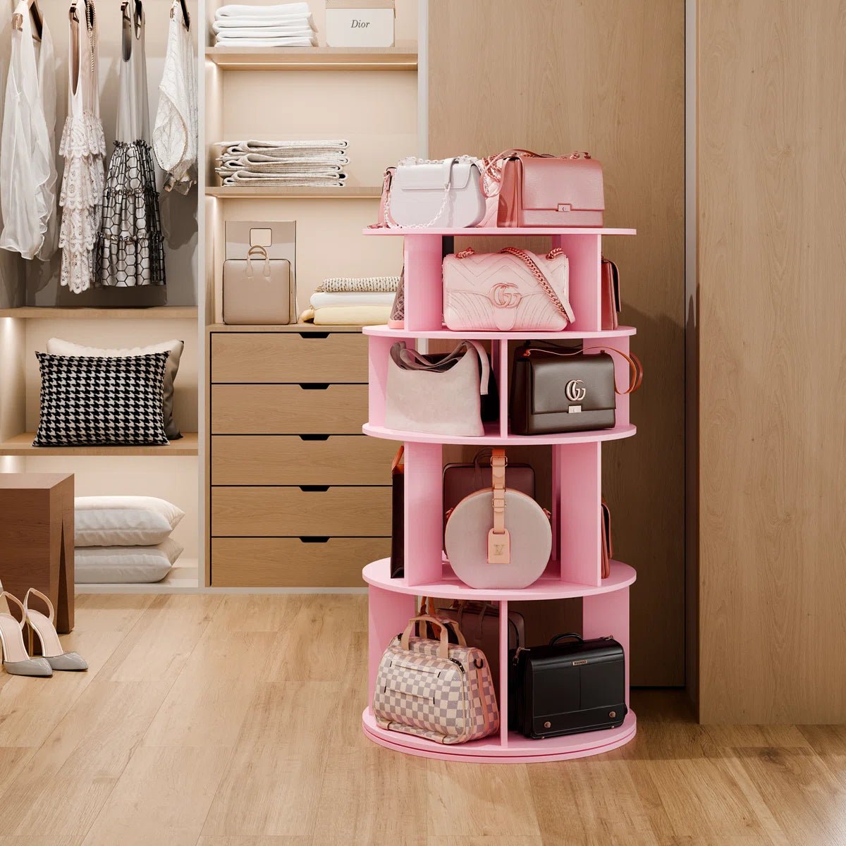 16 Pair Rotating Shoe Rack - Pink/SW9718AHIF