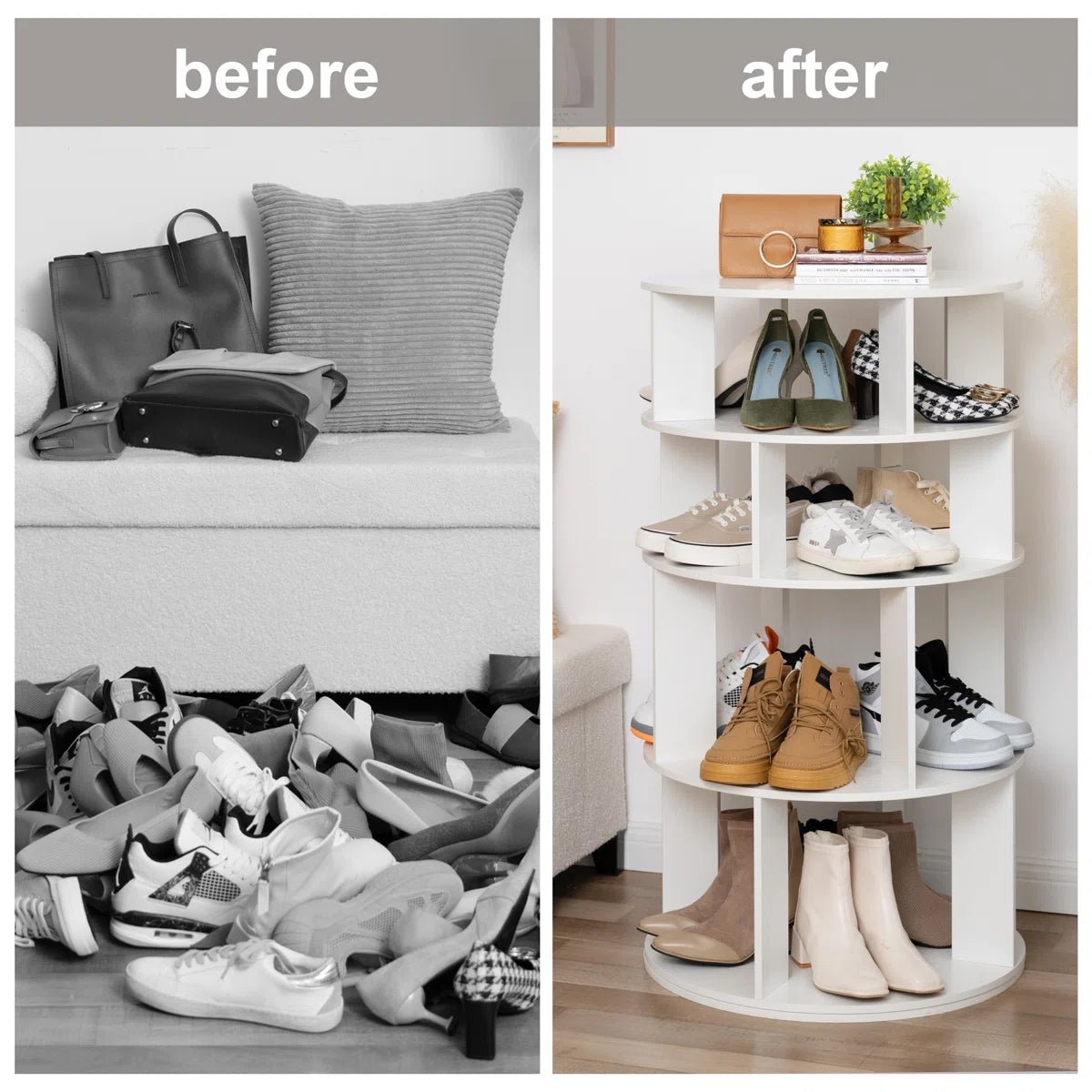 16 Pair Rotating Shoe Rack - White/SW9718AHWR