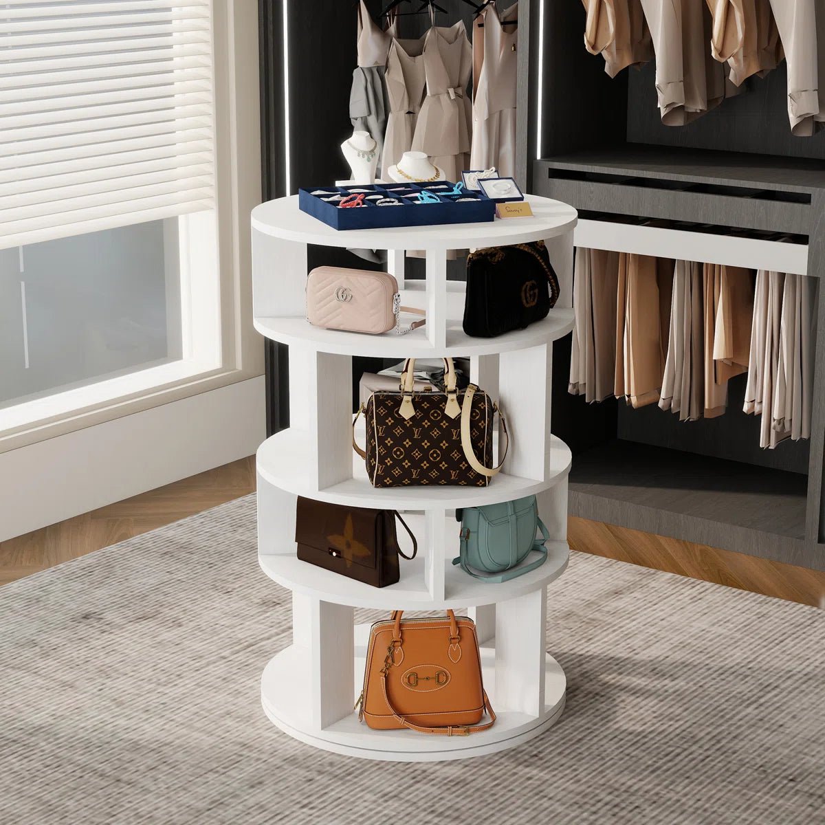 16 Pair Rotating Shoe Rack - White/SW9718AHWR