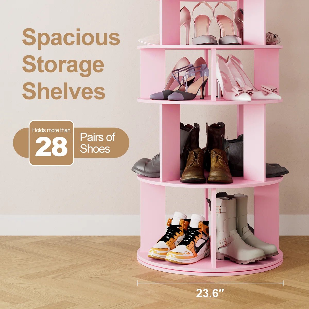 16 Pair Rotating Shoe Rack - Pink/SW9718AHIF