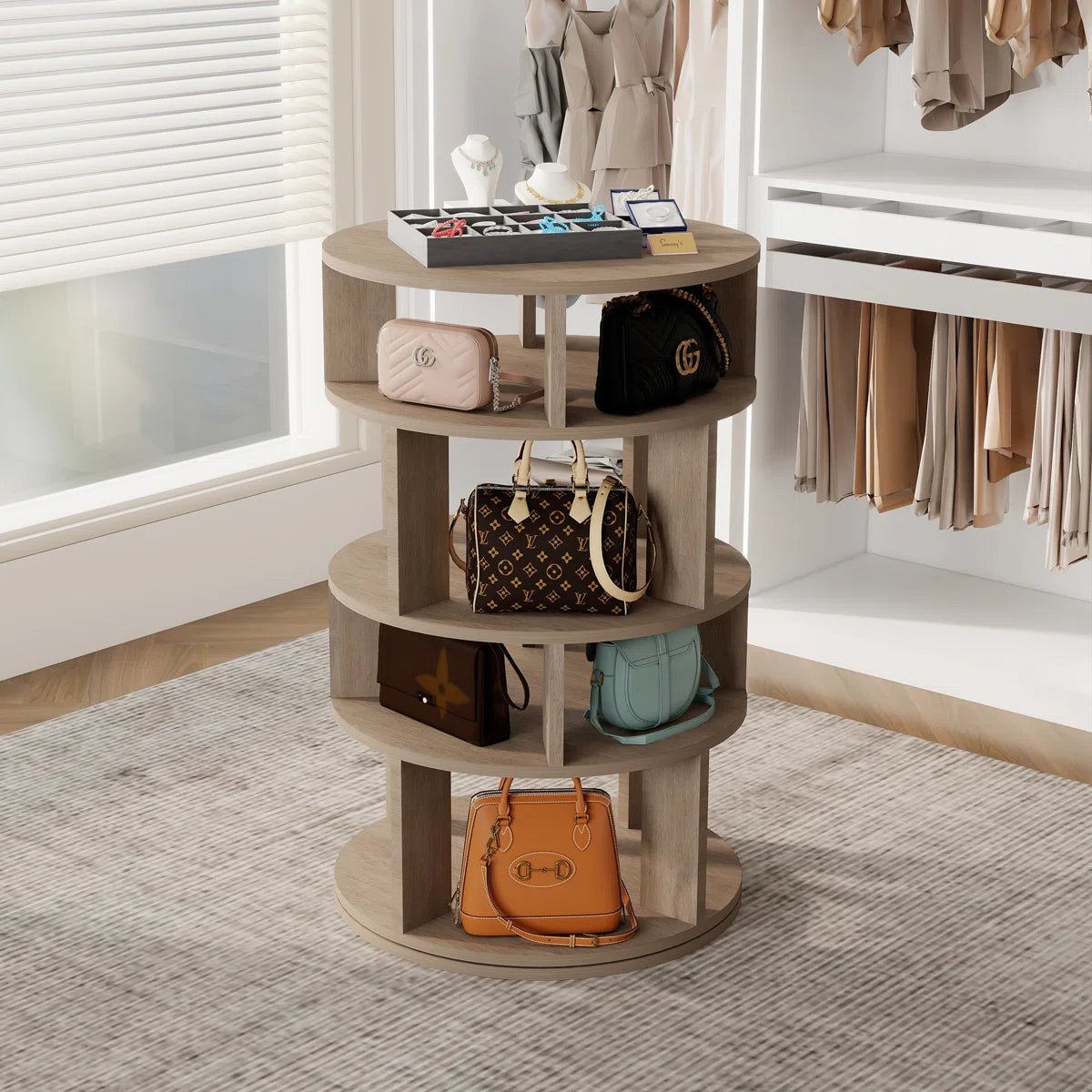 16 Pair Rotating Shoe Rack - Gray/SW9718AHES
