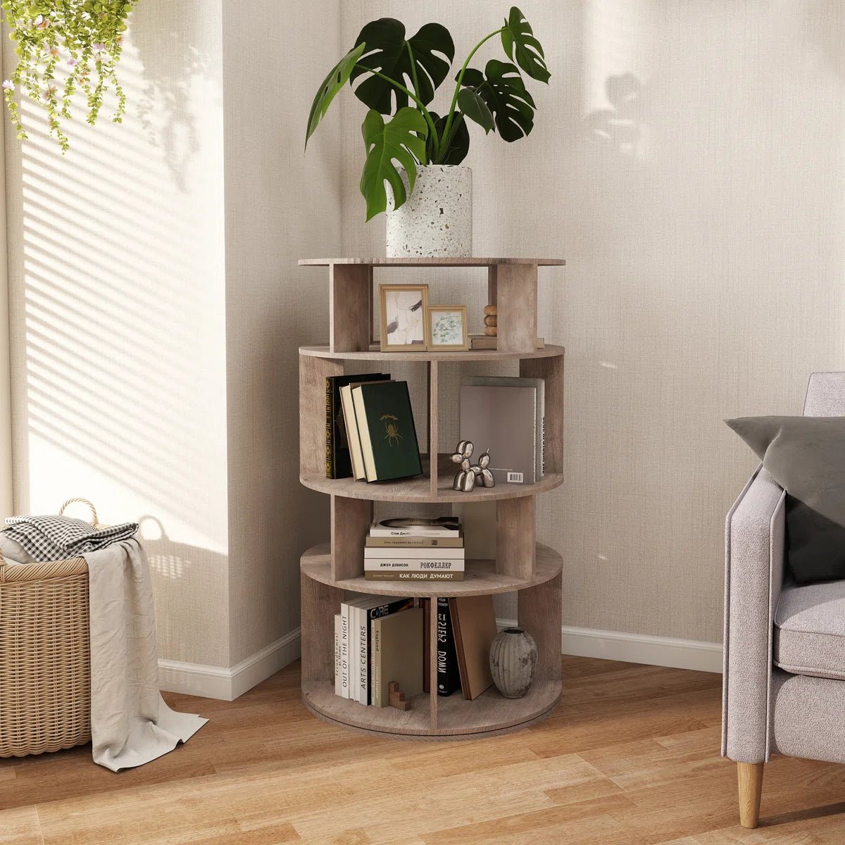 16 Pair Rotating Shoe Rack - Gray/SW9718AHES