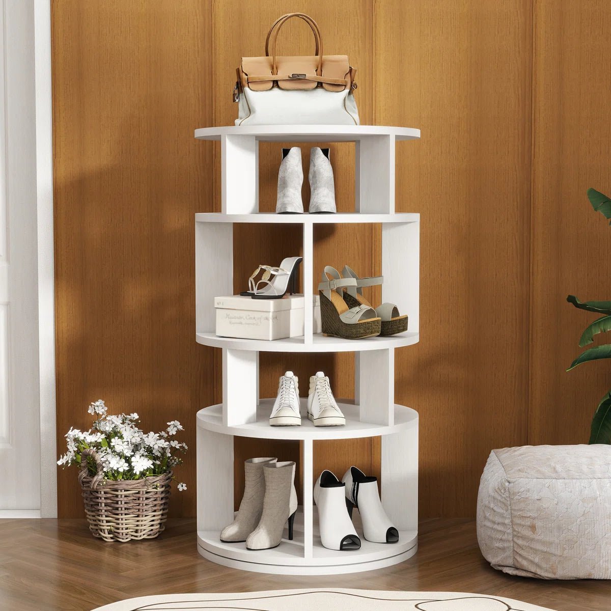 16 Pair Rotating Shoe Rack - White/SW9718AHWR