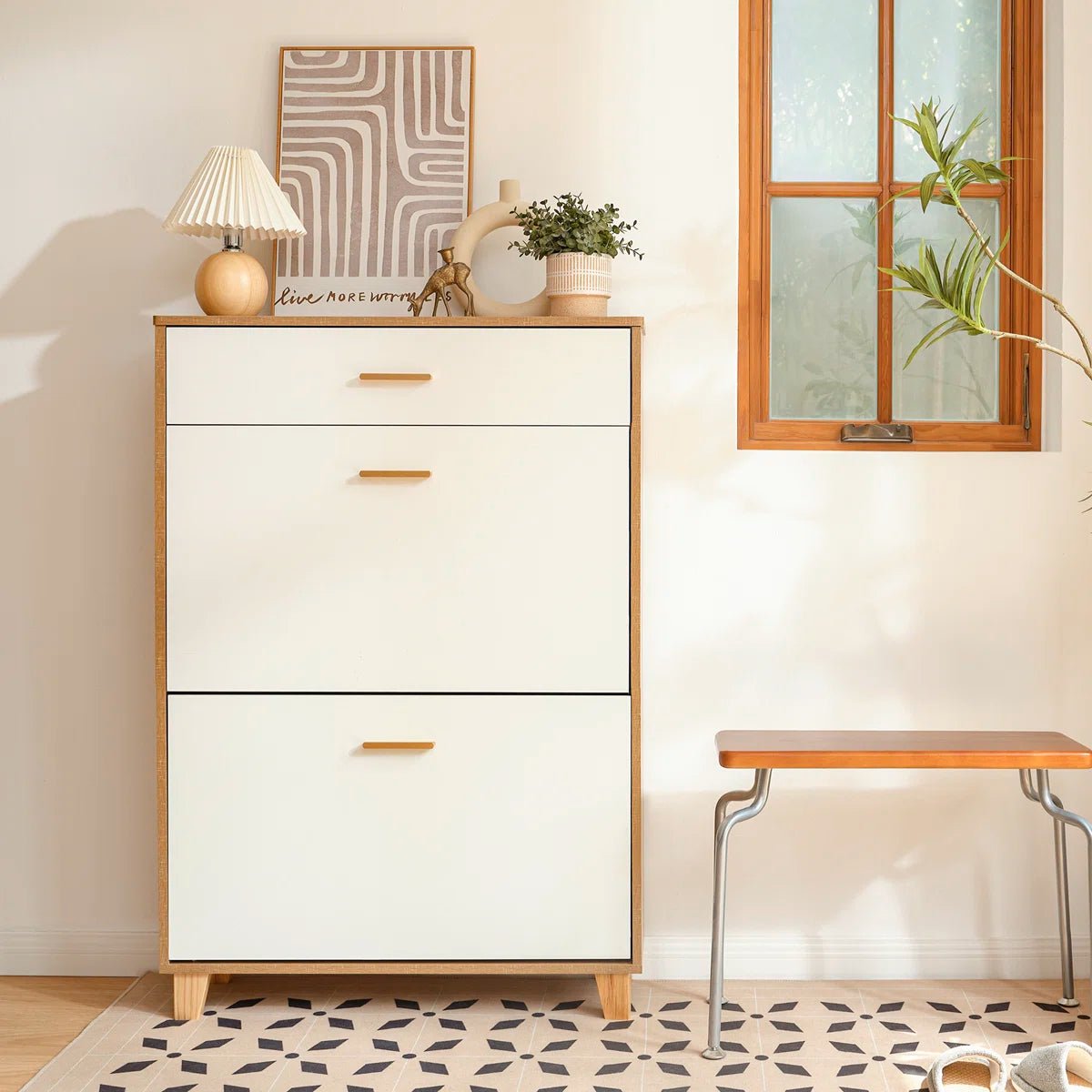 16 Pair Shoe Storage Cabinet Fit for US Size 10.5 - White/SW9709ALWN