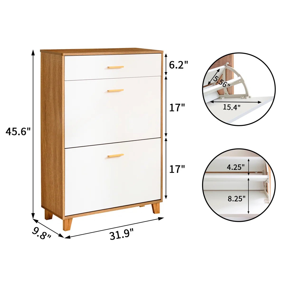 16 Pair Shoe Storage Cabinet Fit for US Size 10.5 - White/SW9709ALWN