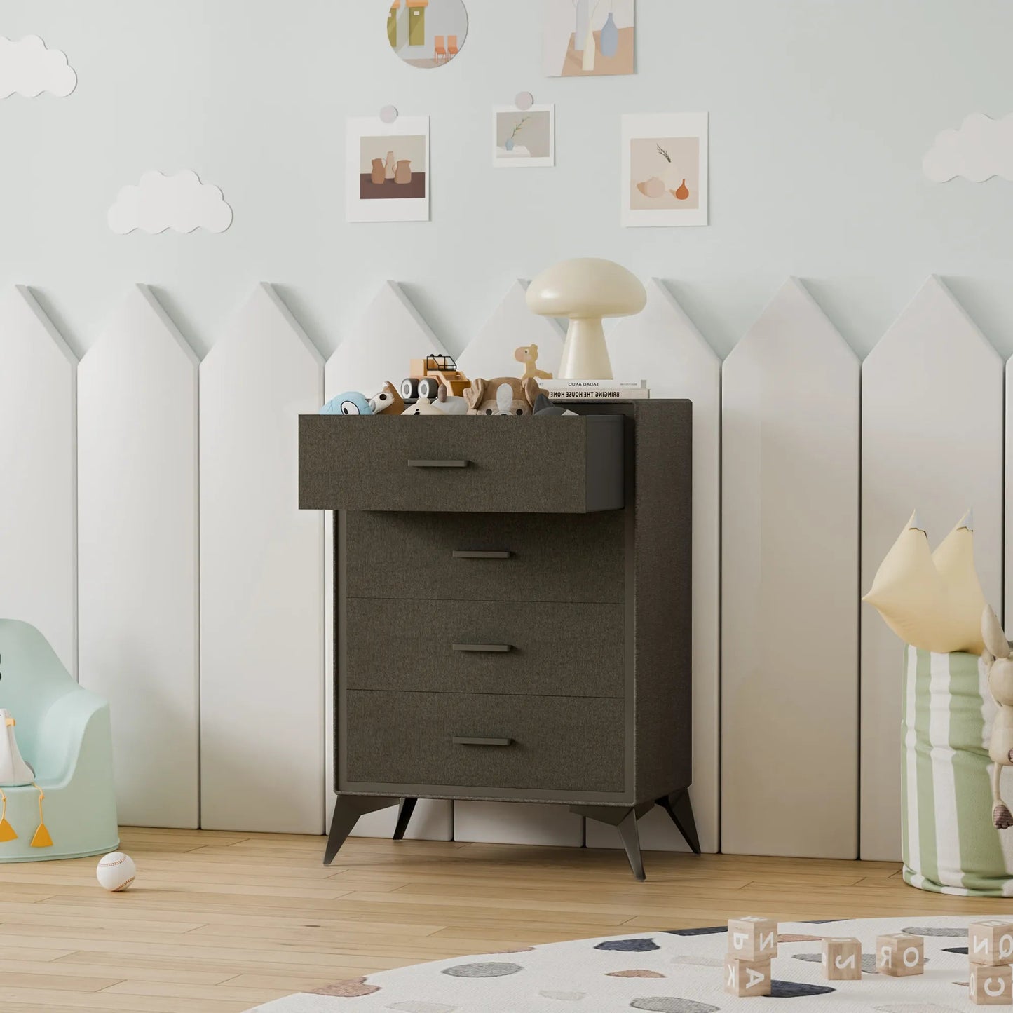 4 Drawer Metal - Framed Fabric Storage Cabinet - Brown/SW9727AKGT