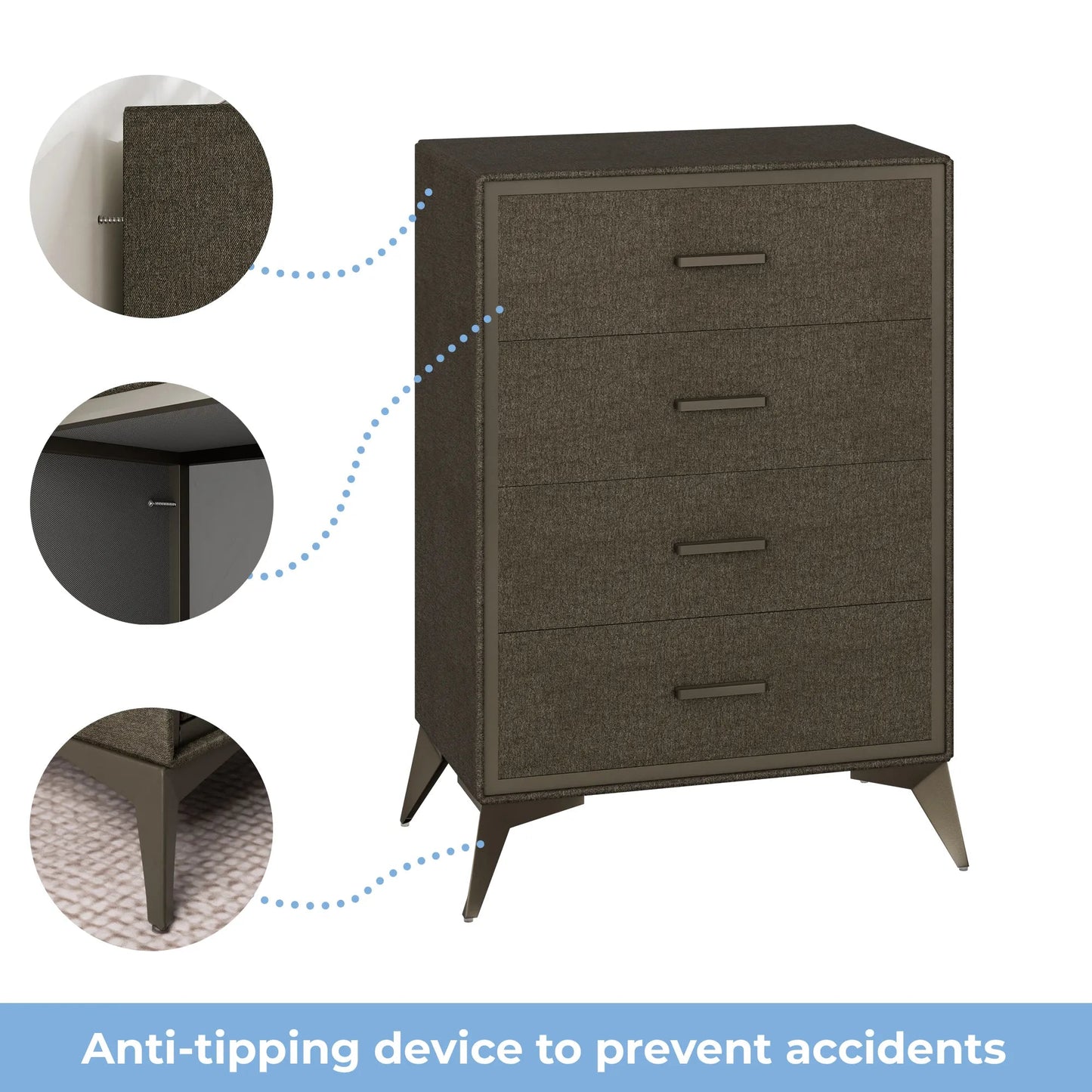 4 Drawer Metal - Framed Fabric Storage Cabinet - Brown/SW9727AKGT