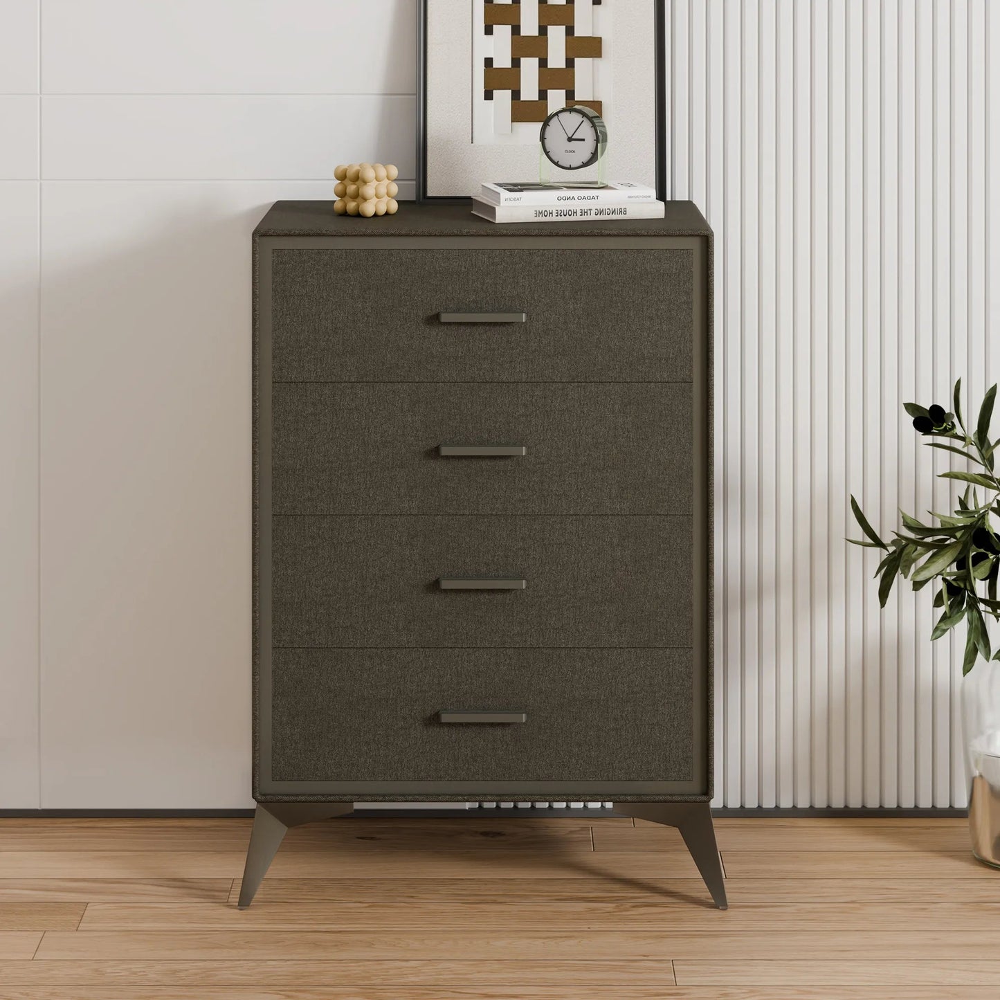 4 Drawer Metal - Framed Fabric Storage Cabinet - Brown/SW9727AKGT