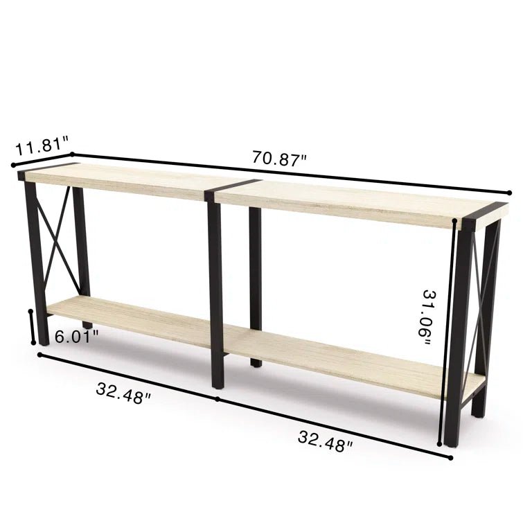 70.87" Farmhouse Console Table with Shelf - White/SW9703AJWR