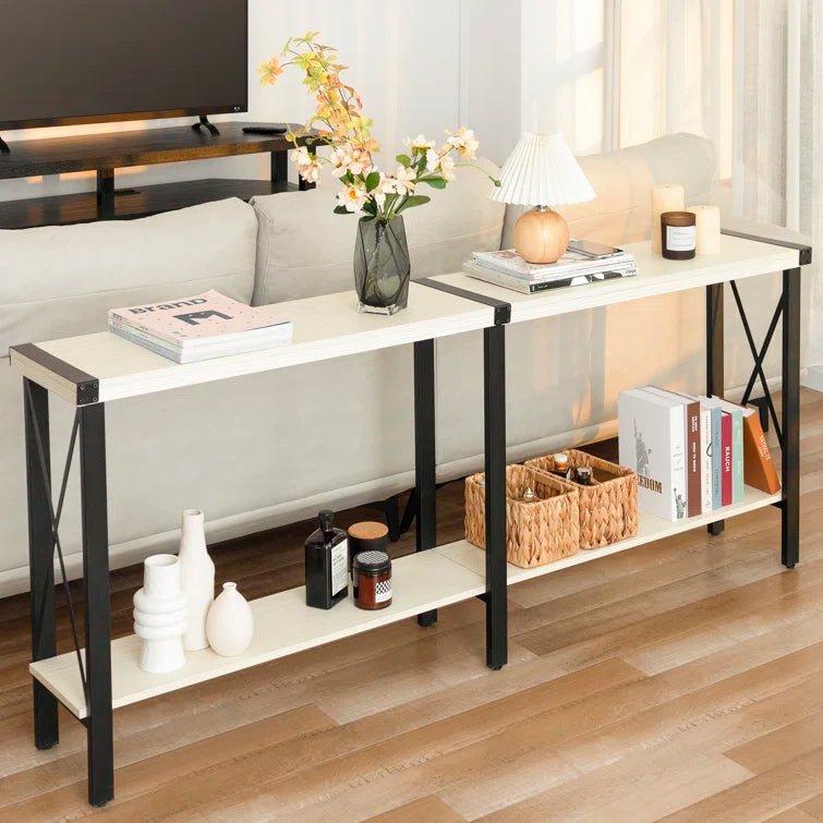 70.87" Farmhouse Console Table with Shelf - White/SW9703AJWR