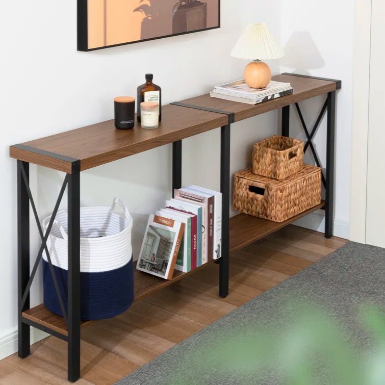 70.87" Farmhouse Console Table with Shelf - Brown/SW9703AJOS