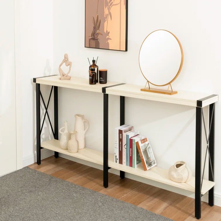 70.87" Farmhouse Console Table with Shelf - White/SW9703AJWR