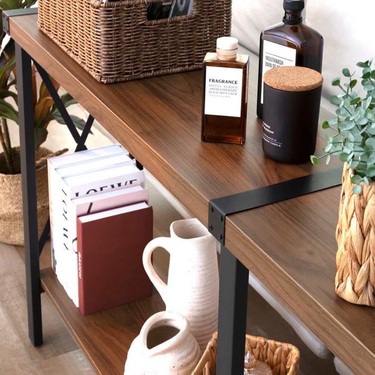 70.87" Farmhouse Console Table with Shelf - Brown/SW9703AJOS