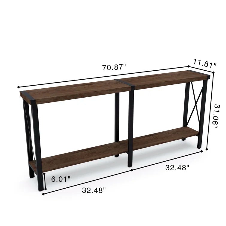 70.87" Farmhouse Console Table with Shelf - Brown/SW9703AJOS