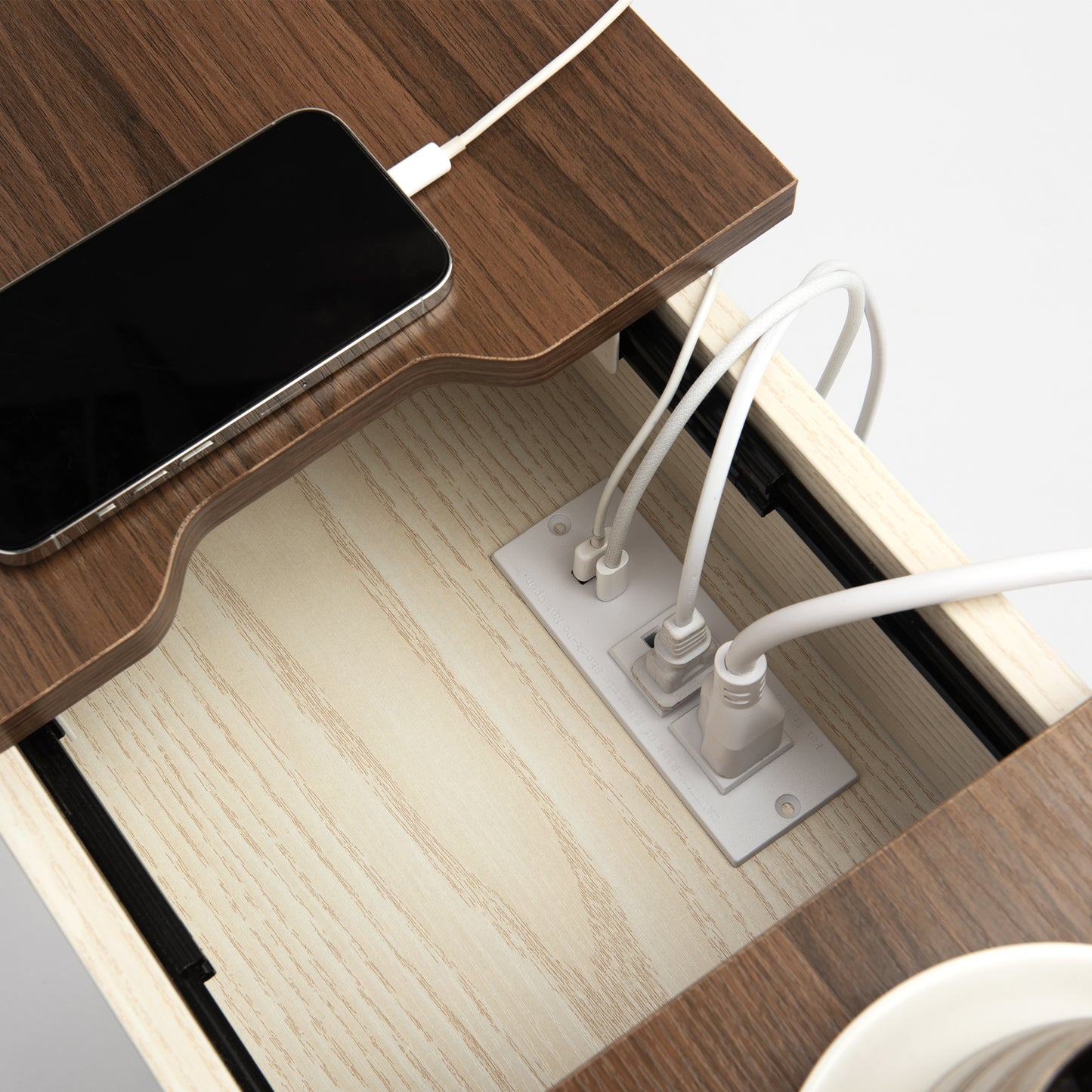 Industrial End Table with Charging Station – USB Ports & Power Outlet, Rustic Wood & Metal Design - WELL ZONE