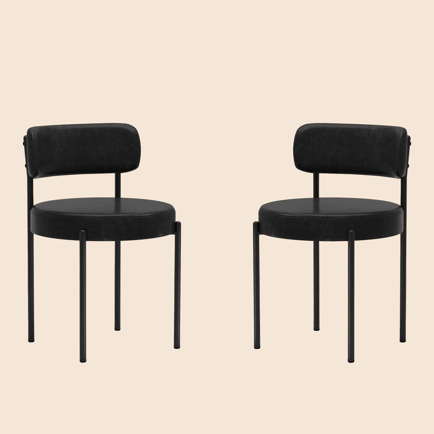 Black Leather Dining Chairs (Set of 2) - /SW9805ALKAQ2
