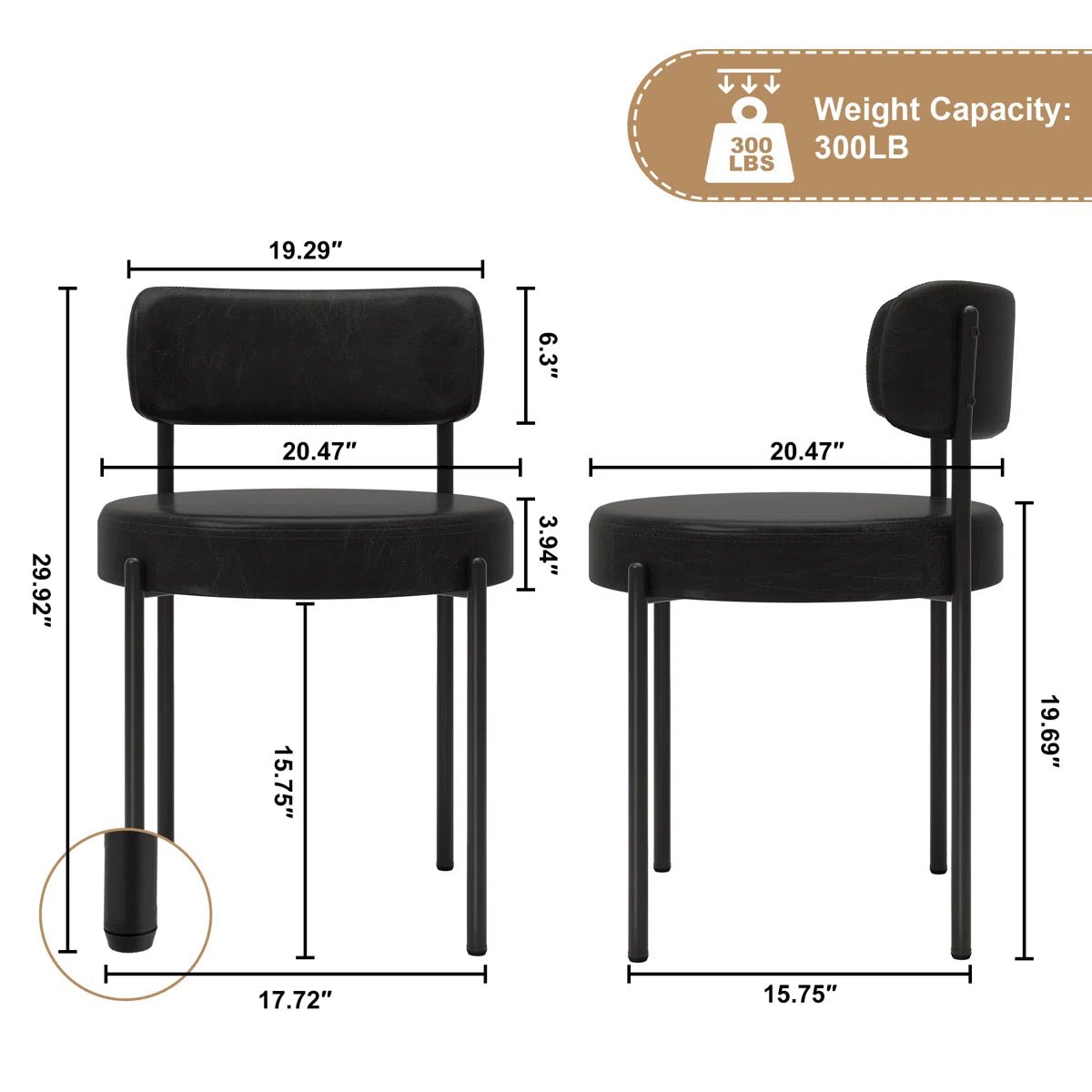 Black Leather Dining Chairs (Set of 4) - Black/SW9805ALKAQ4