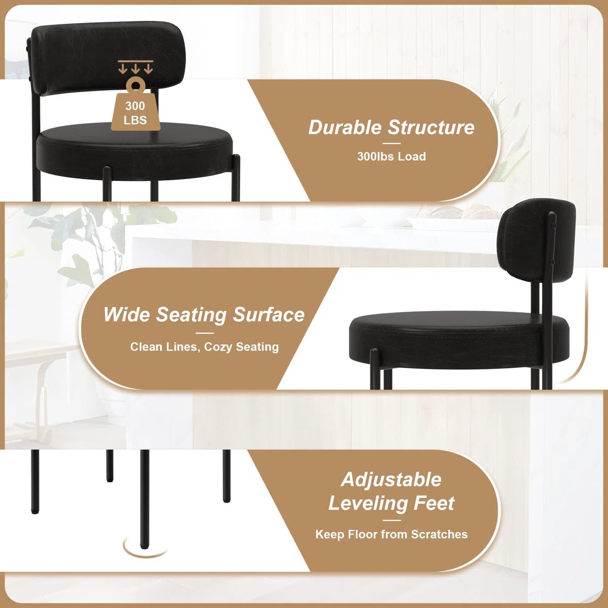 Black Leather Dining Chairs (Set of 4) - Black/SW9805ALKAQ4