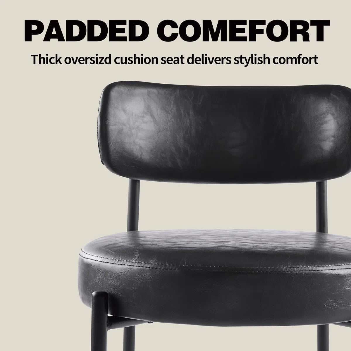 Black Leather Dining Chairs (Set of 4) - Black/SW9805ALKAQ4