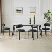 Black Leather Dining Chairs (Set of 4) - Black/SW9805ALKAQ4