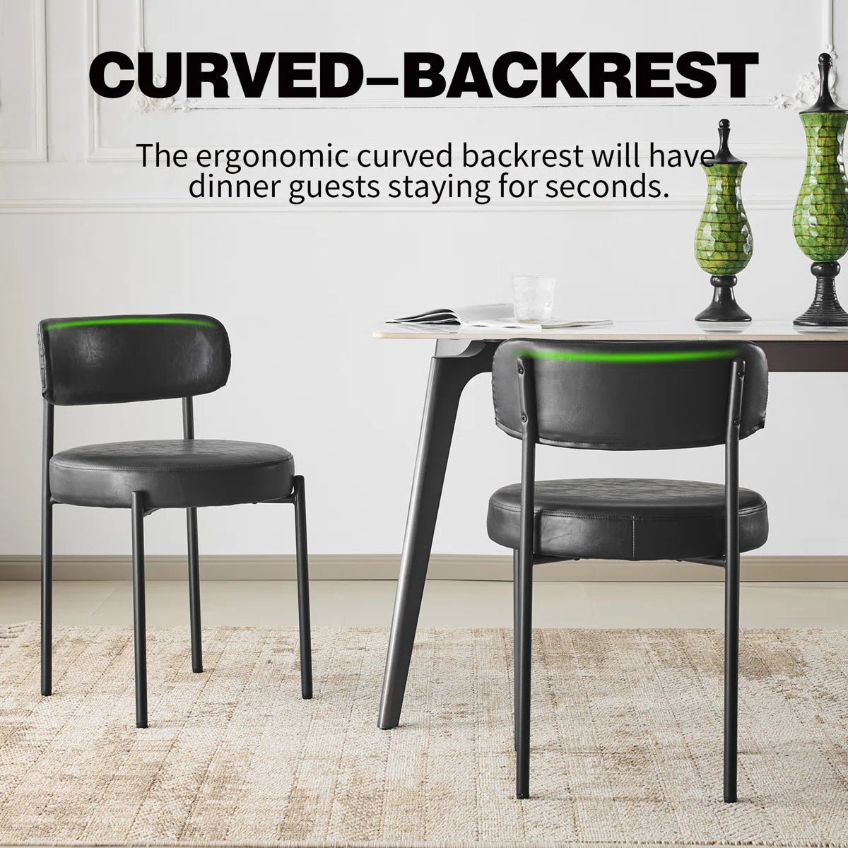 Black Leather Dining Chairs (Set of 4) - Black/SW9805ALKAQ4