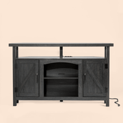 Farmhouse Corner TV Stand with USB Ports and Outlet Fit for TVs up to 60" - Black/SW9702AJEE