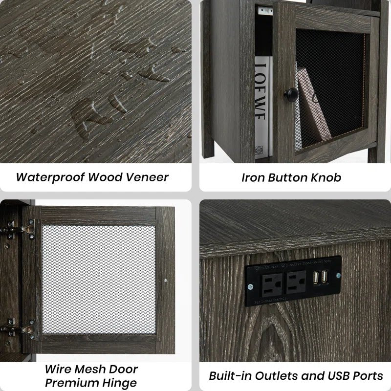 Lusten Wood Nightstand with Outlet - Gray/SW3012AMNL