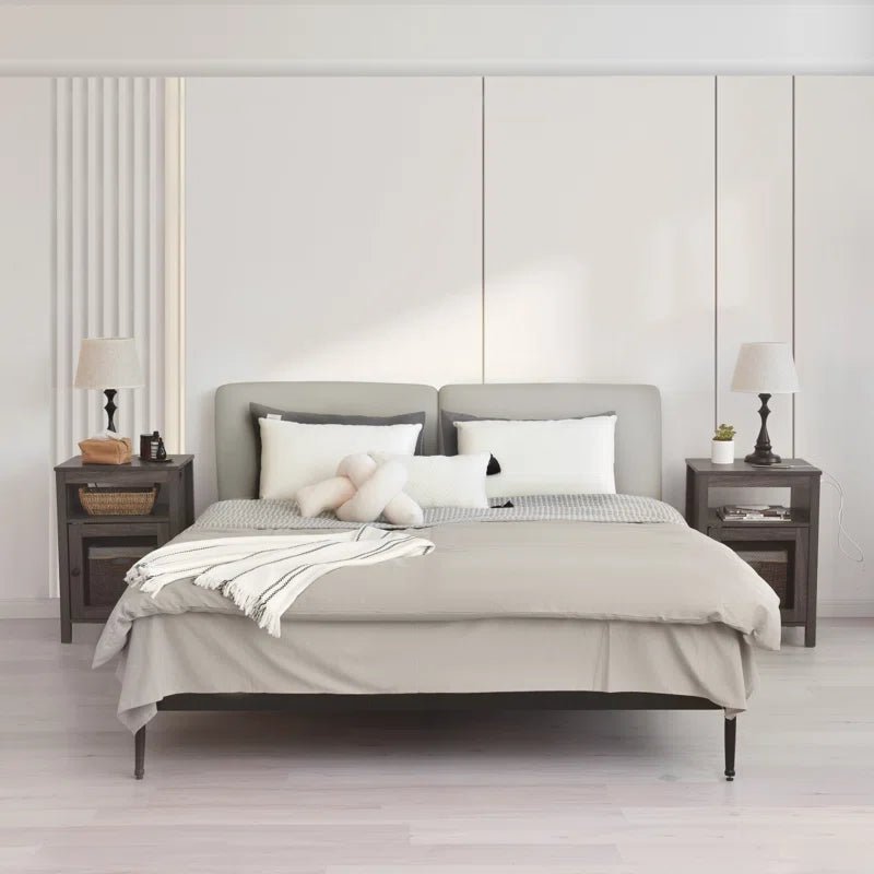 Lusten Wood Nightstand with Outlet - Gray/SW3012AMNL