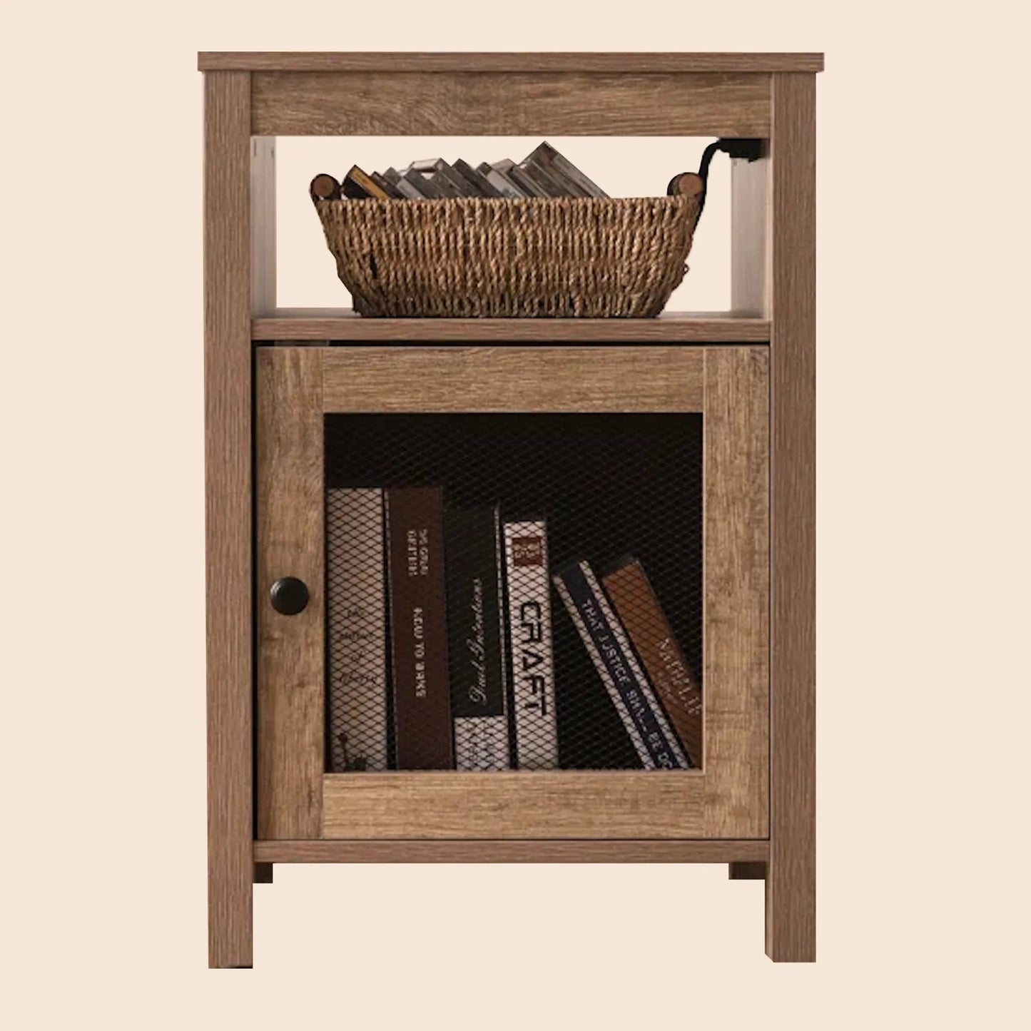 Lusten Wood Nightstand with Outlet - Natural/SW3012AMWI