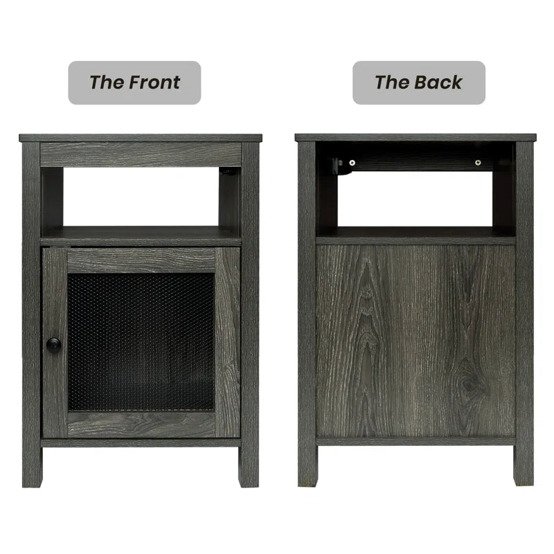 Lusten Wood Nightstand with Outlet - Gray/SW3012AMNL