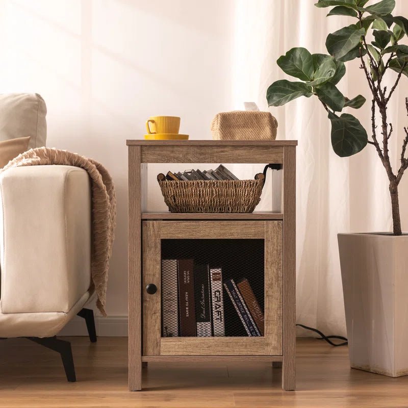 Lusten Wood Nightstand with Outlet - Natural/SW3012AMWI
