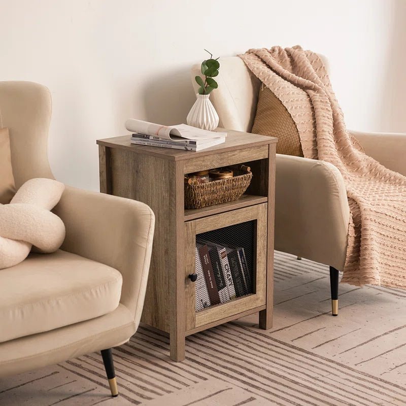Lusten Wood Nightstand with Outlet - Natural/SW3012AMWI