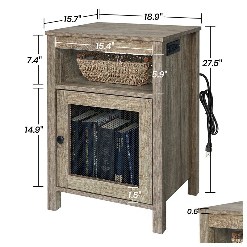 Lusten Wood Nightstand with Outlet - Natural/SW3012AMWI