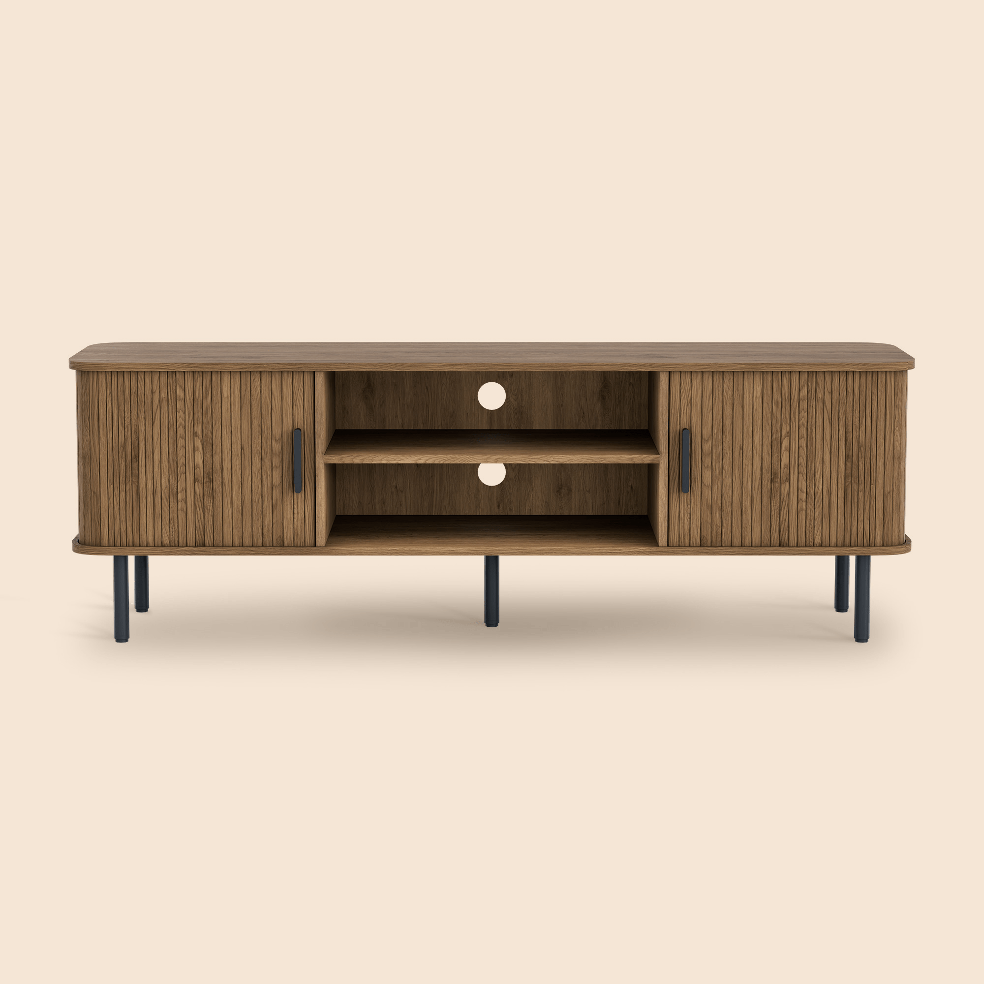 Modern Media Console Tambour TV Stand for 32" - 70" TVs - Brown/SW9722AHOS