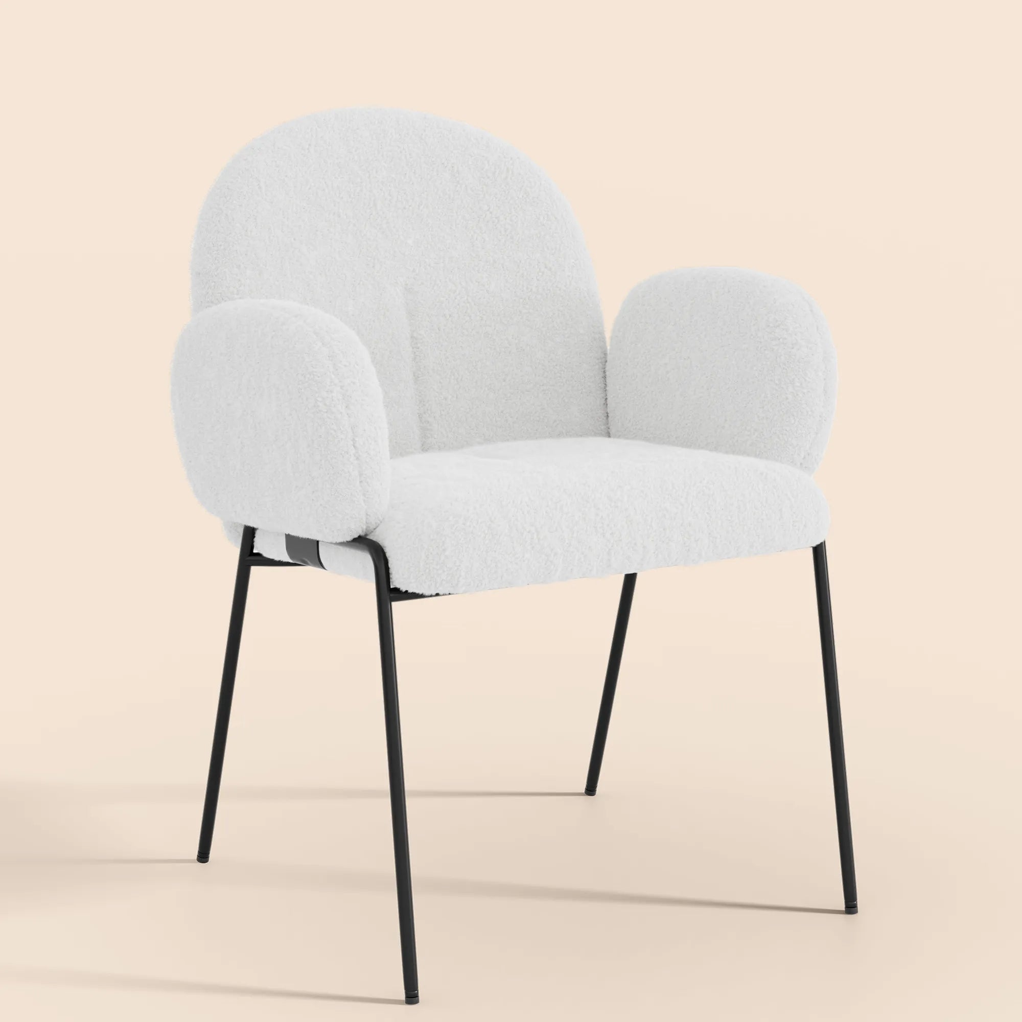 Modern Upholstered Boucle Dining Chair with Armrests and Large Seat (Set of 2) - White/SW9806ALWRQ2