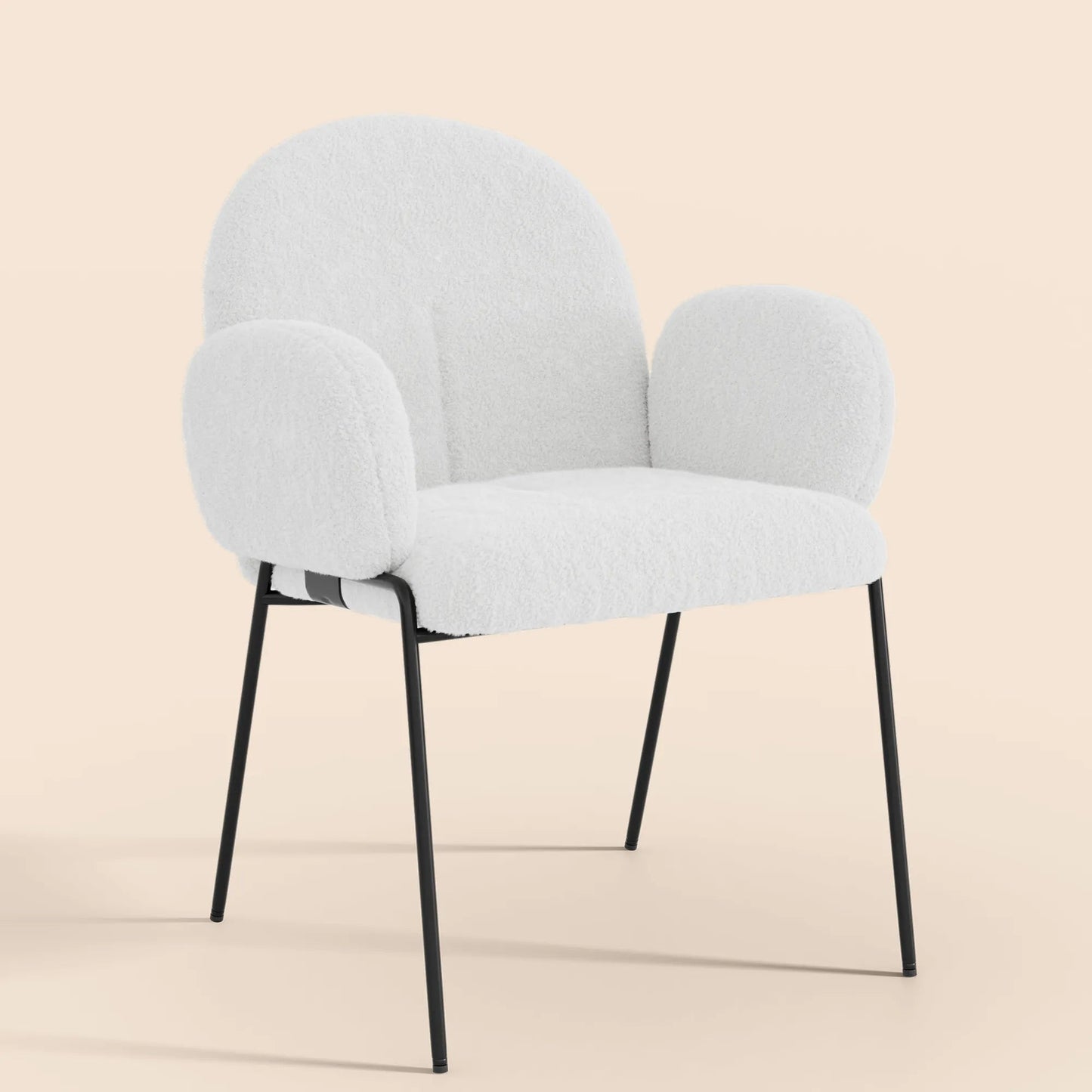Modern Upholstered Boucle Dining Chair with Armrests and Large Seat (Set of 2) - White/SW9806ALWRQ2