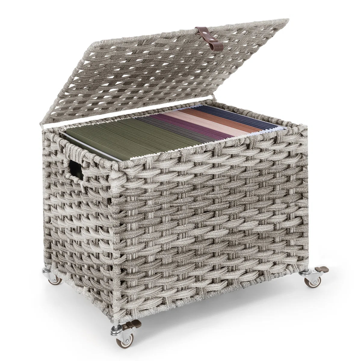 Natural Wicker Mobile File Box - Gray/SW9711CKEU