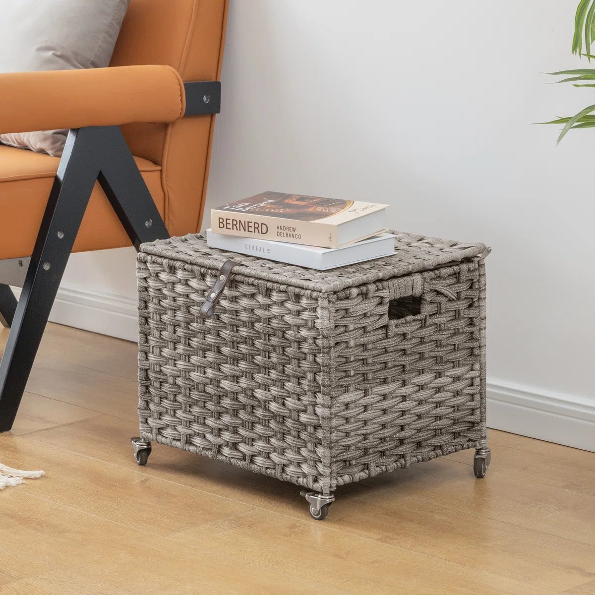Natural Wicker Mobile File Box - Gray/SW9711CKEU