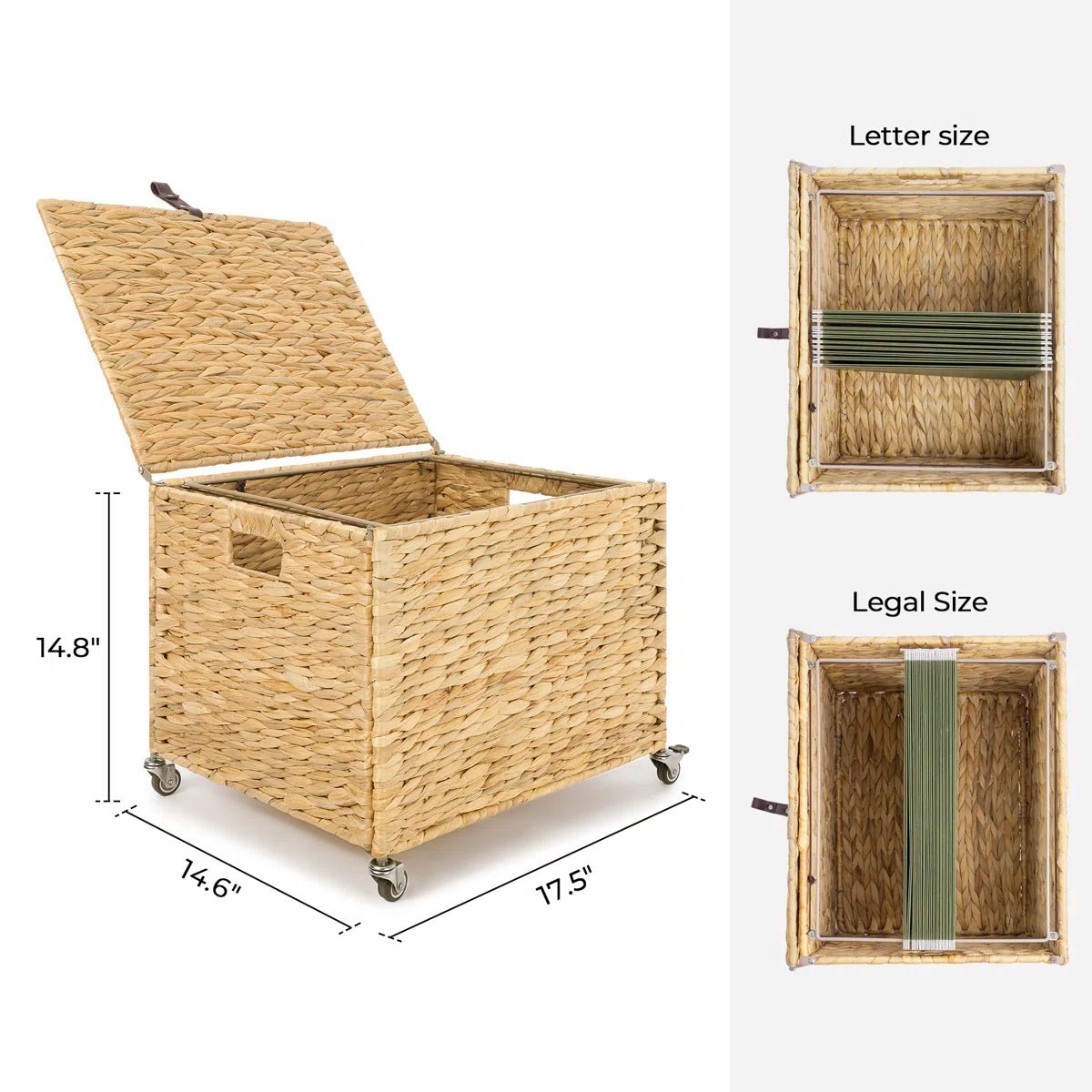 Natural Wicker Mobile File Box - Brown/SW9711CKTI