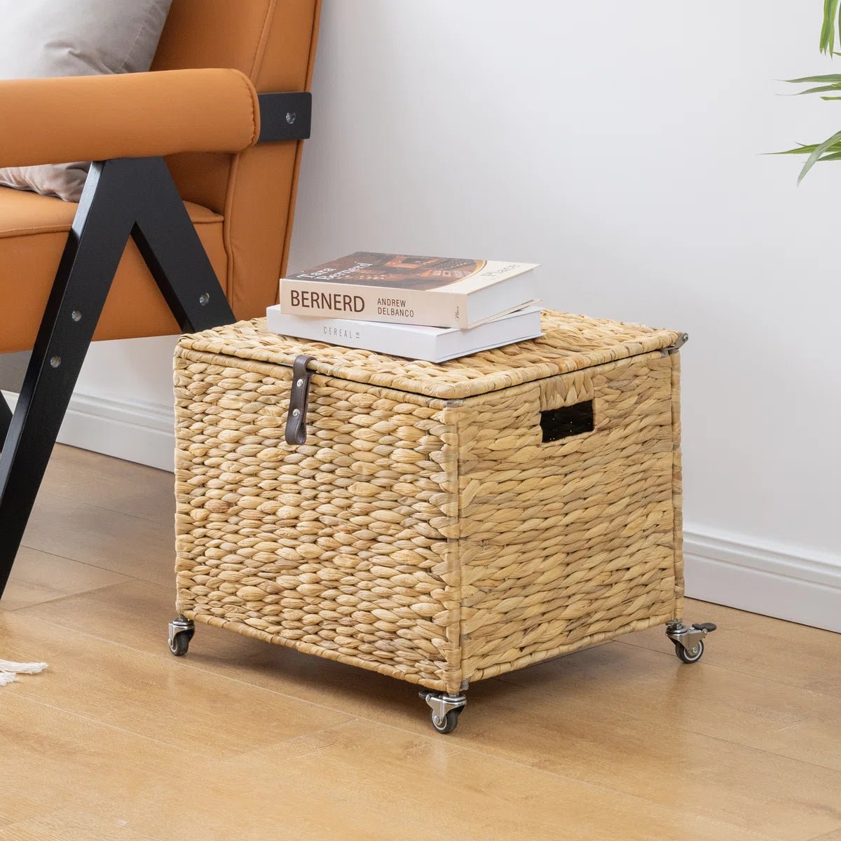 Natural Wicker Mobile File Box - Brown/SW9711CKTI
