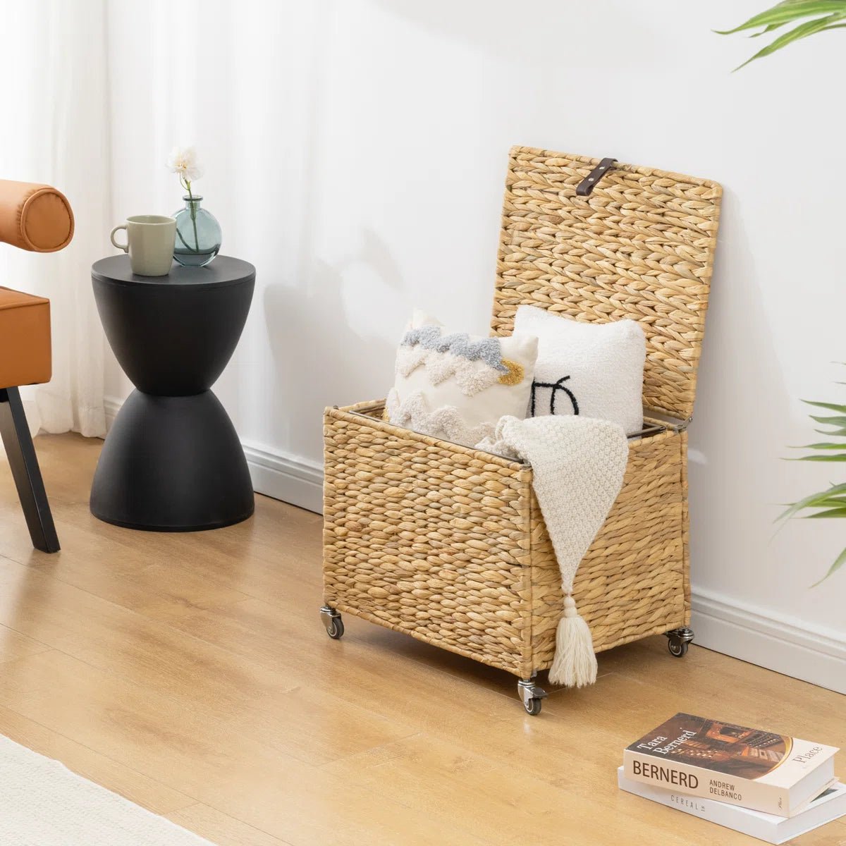 Natural Wicker Mobile File Box - Brown/SW9711CKTI