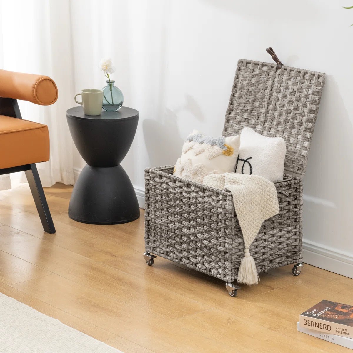 Natural Wicker Mobile File Box - Gray/SW9711CKEU