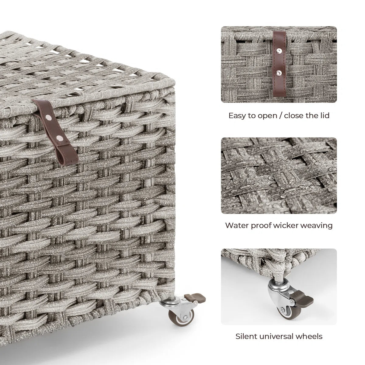Natural Wicker Mobile File Box - Gray/SW9711CKEU