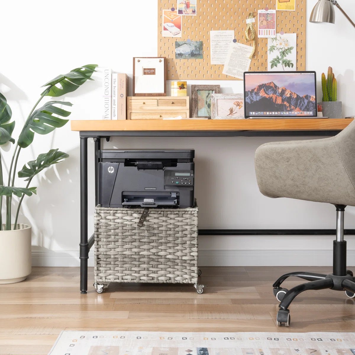 Natural Wicker Mobile File Box - Gray/SW9711CKEU