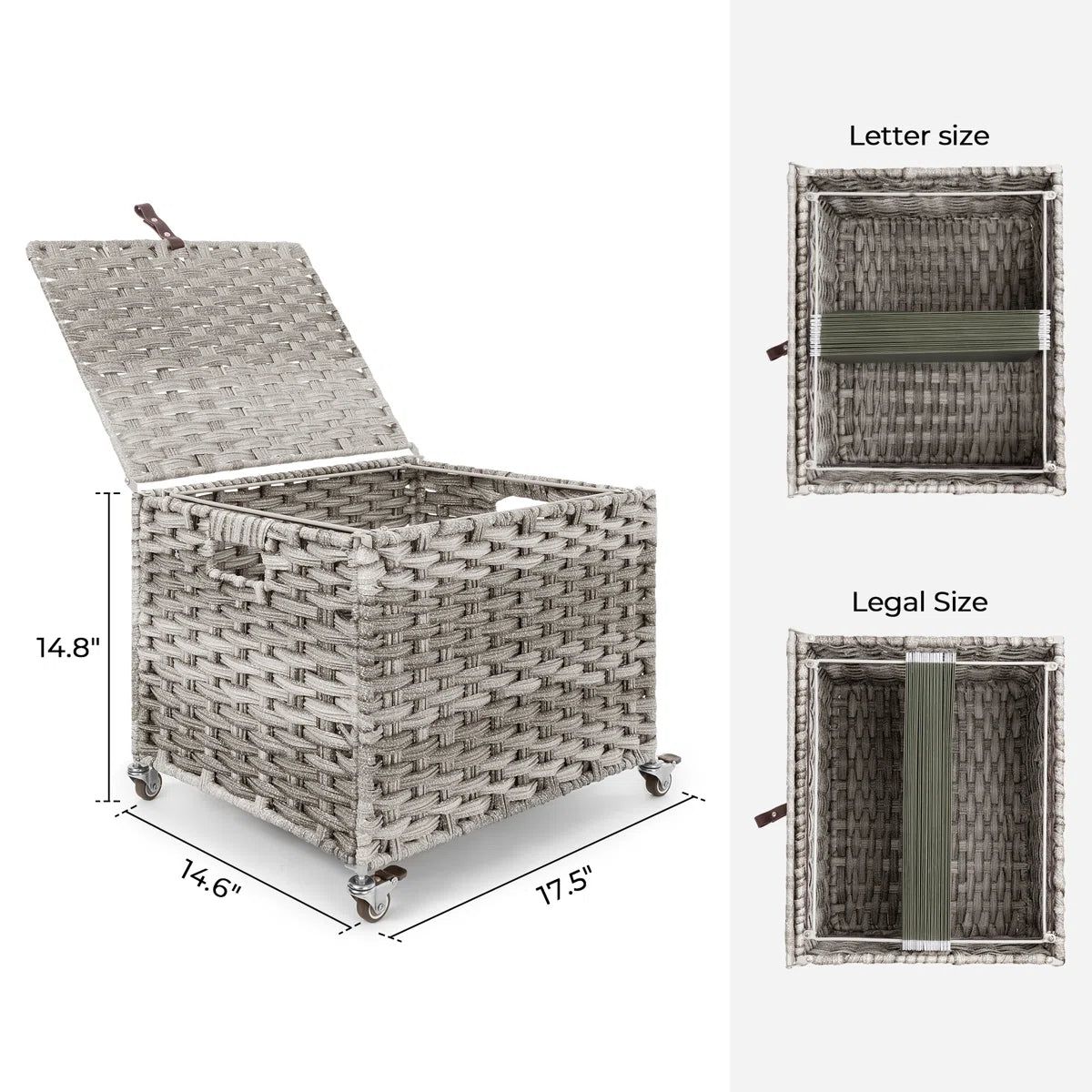 Natural Wicker Mobile File Box - Gray/SW9711CKEU