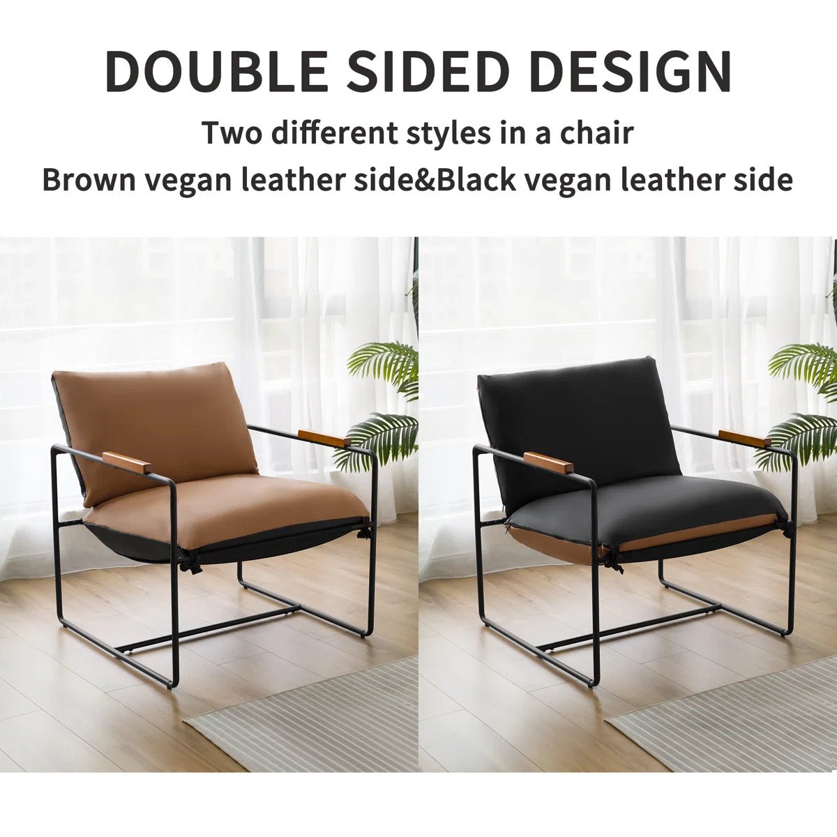 Oversize Accent Chair Upholstered Armchair with Double-sided Cushion -Brown/SW9802AJYH