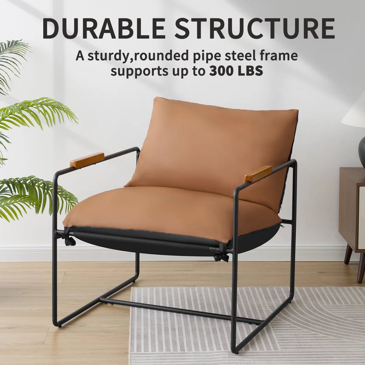 Oversize Accent Chair Upholstered Armchair with Double-sided Cushion -Brown/SW9802AJYH